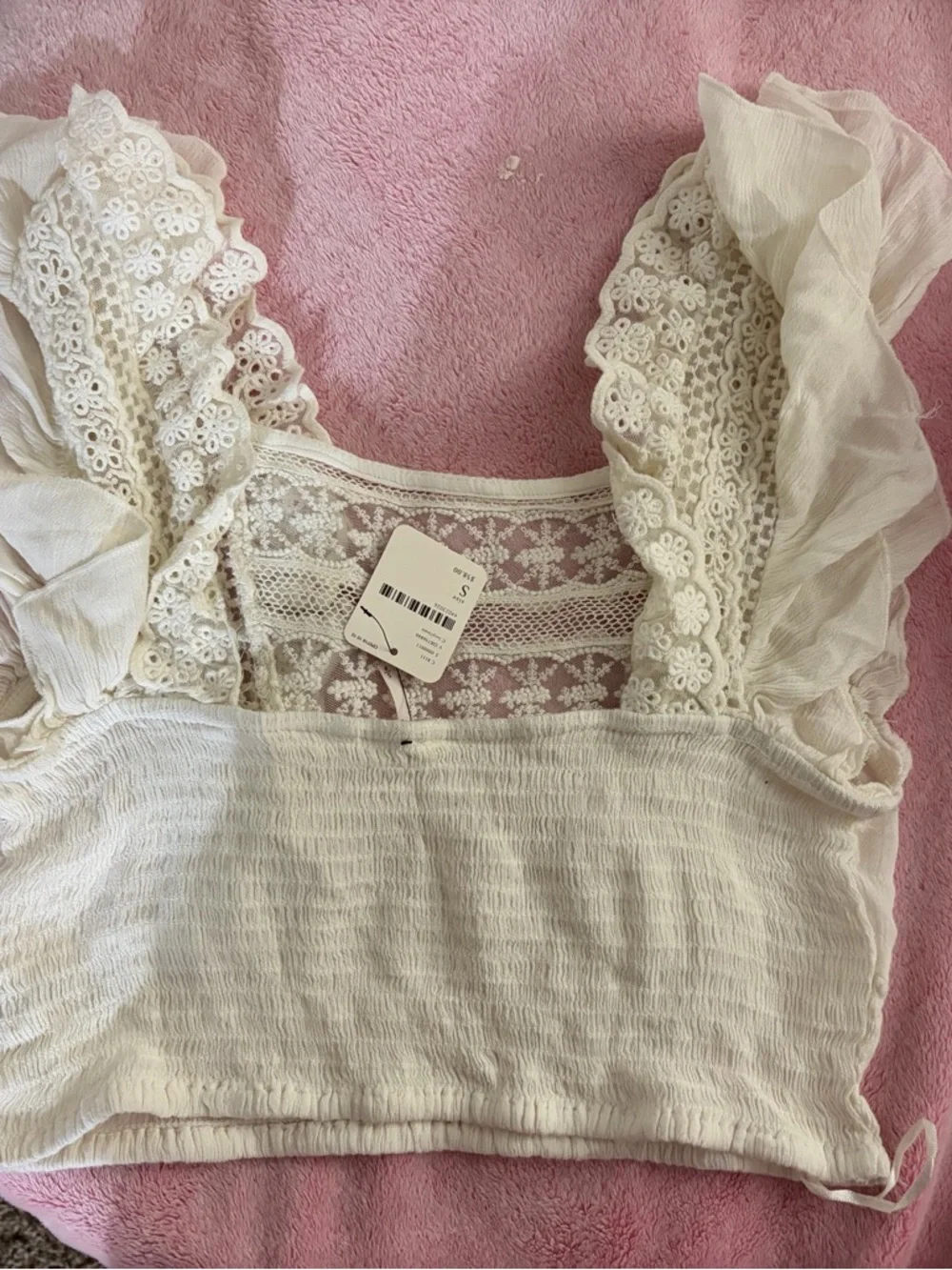 Free People Cream Crochet Lace Ruffle Tank - Picture 2 of 4